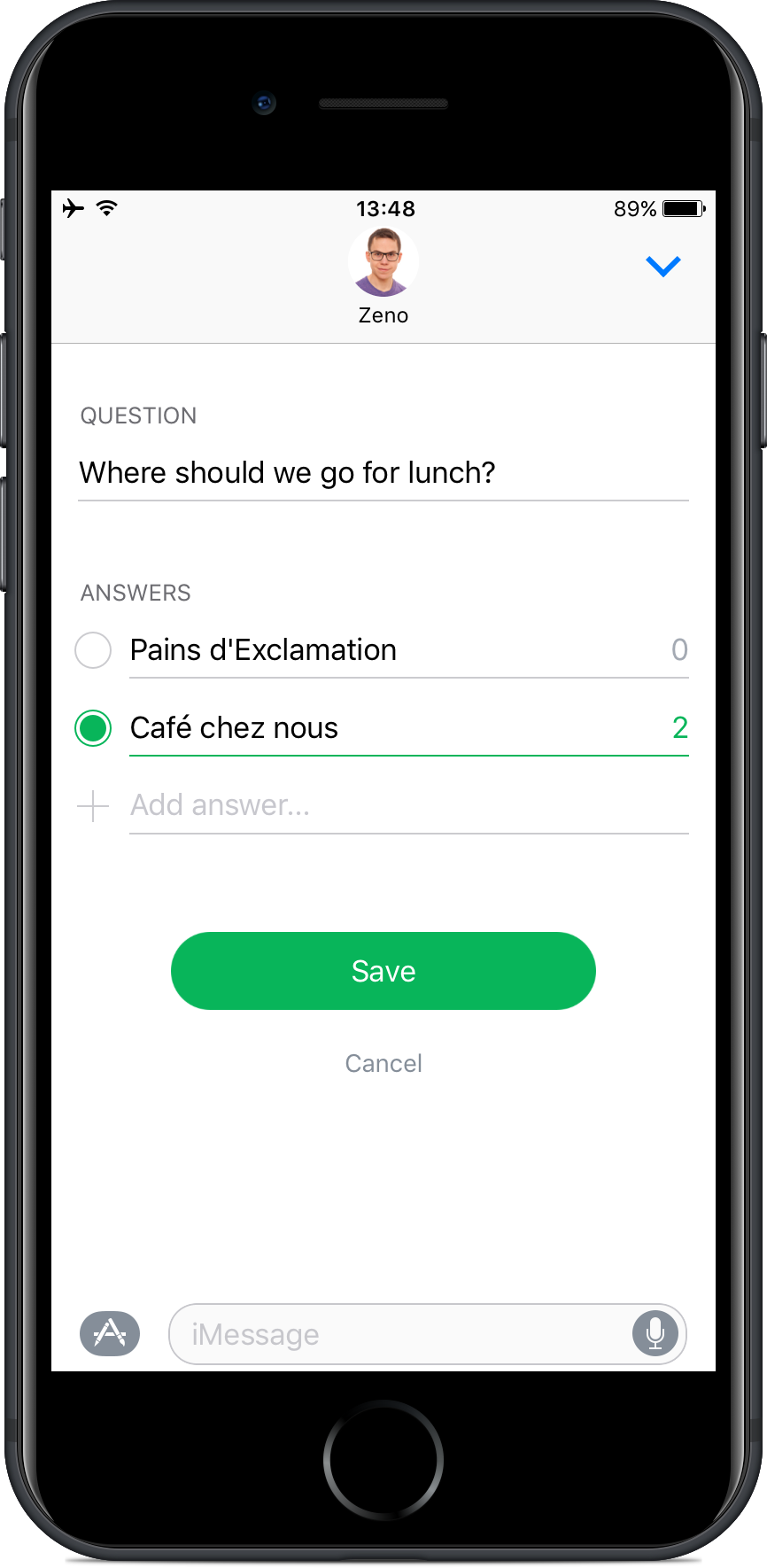 Screenshot of Choose on an iPhone 7